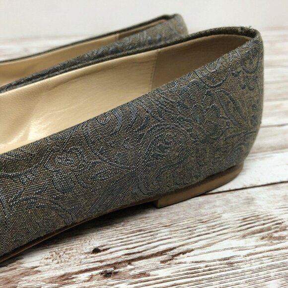 6.5 M Marchez Vous Italy XO Yeardley Paisley Brocade Blue Gray Ballet Flat Shoes - Picture 8 of 12